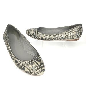Rebecca Minkoff Leather Silver Woven Ballet Flats